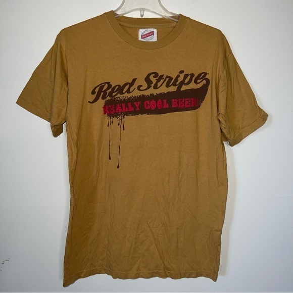 Red Stripe Really Cool Beer Mustard Yellow T-shirt Size Medium - Picture 5 of 8